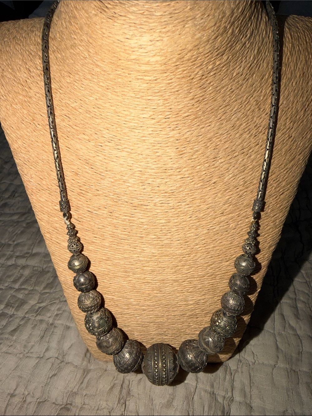 Vintage sterling silver handmade beads graduated